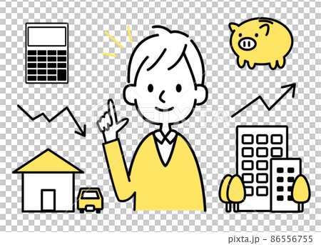 一個人投資房地產的插圖和圖標集 矢量素材 遺產稅措施 86556755