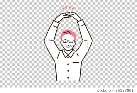 人物 手で丸を作るシニア男性 86557001