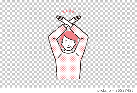 人物 手でバツを作るシニア女性 86557485