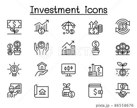 Investment icons set in thin line style 86558676