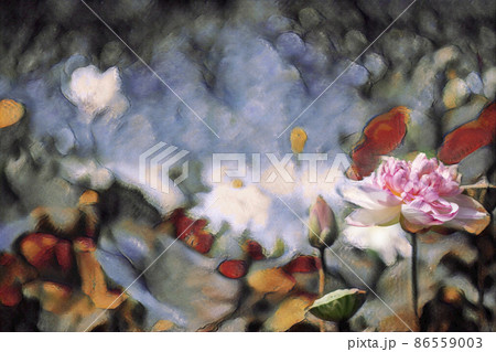 大阪市咲くやこの花館の蓮をデジタル処理したイラスト 86559003