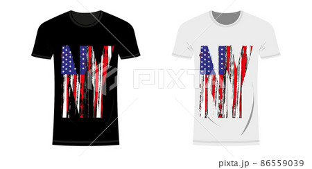 Graphic Design T-shirt with USA and New York Flag and Grunge Texture. USA and New York typography design t-shirts and clothes. Vintage and authentic print on t-shirt layout. Vector Graphic Design T-shirt with USA and New York Flag and Grunge Texture. USA and New York typography design t-shirts and clothes. Vintage and authentic print on t-shirt layout. Vector 86559039