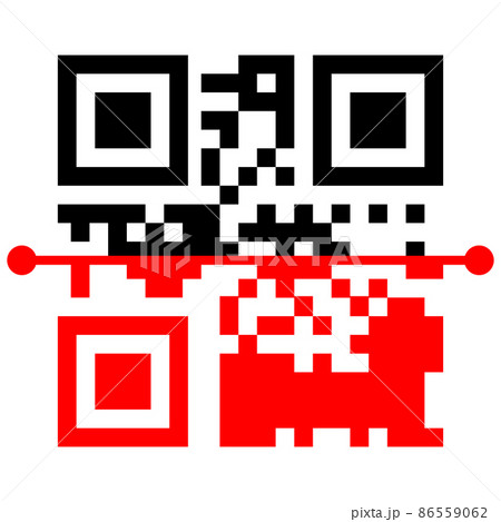 Qr code scan icons. Use the Qr button with the red line scan icon template. Vector QR code sample for smartphone scan. The program interface of the Internet and mobile systems. Vector 86559062
