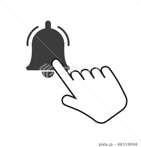 Social media subscription button. Subscribe to the video channel, blog and newsletter. Red button with hand cursor for subscription. Flat style. Vector 86559098