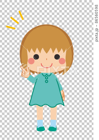 一個可愛的小女孩在一個指向姿勢的插圖白色背景剪貼畫全身人 86560598