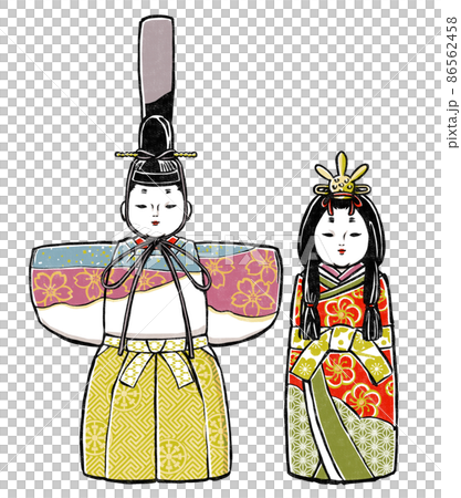 木目込みの立ち雛人形 版画風のイラスト素材 [86562458] - PIXTA