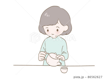 お茶を淹れる女性のイラスト 86562627