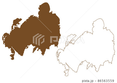 Orust island (Kingdom of Sweden) map vector illustration, scribble sketch Orust map 86563559
