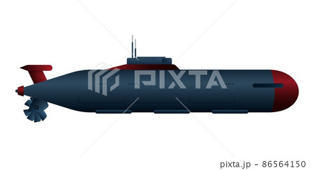 Black submarine with red lines Black submarine with red lines 86564150