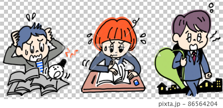 勉強と部活とに忙しい中学生のイラスト素材