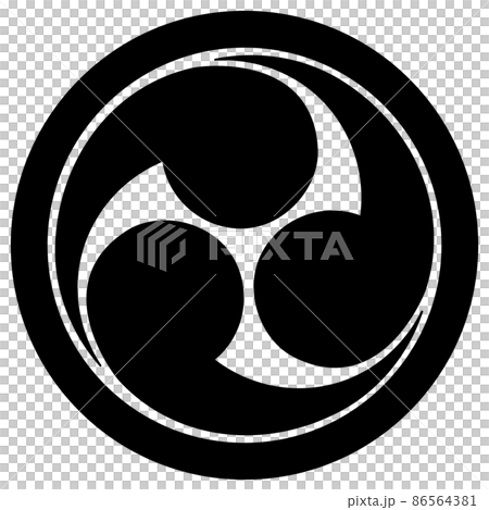 土方雄志の家紋です。丸に左三つ巴といいます。 86564381