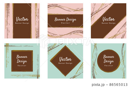 ラフ・ブラシ・筆・手書き風あしらい/正方形バナーテンプレート/ブラウン&パステル(サンプル文字入り) ラフ・ブラシ・筆・手書き風あしらい/正方形バナーテンプレート/ブラウン&パステル(サンプル文字入り) 86565013