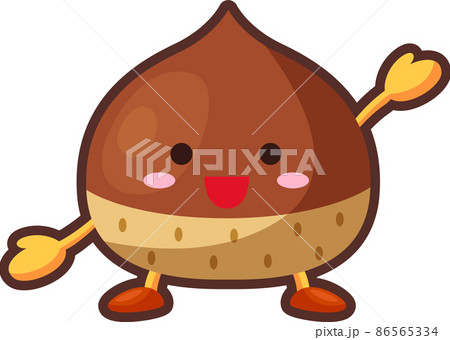 片手を挙げるかわいい栗のキャラクターのイラスト 片手を挙げるかわいい栗のキャラクターのイラスト 86565334