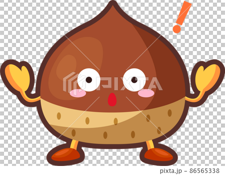 一個帶著驚訝臉的可愛栗子角色的插圖 86565338