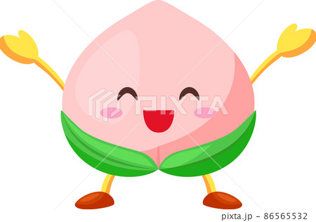 両手を挙げるかわいい桃のキャラクターのイラスト 86565532