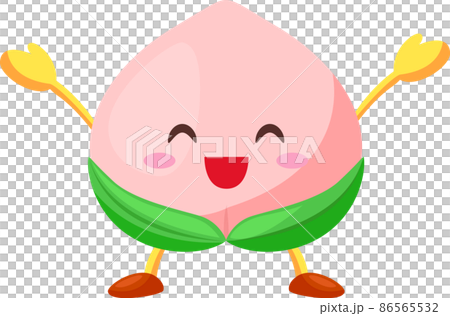 両手を挙げるかわいい桃のキャラクターのイラスト 86565532
