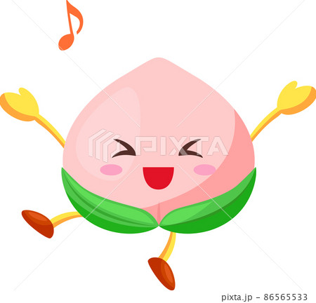 とても喜んでいるかわいい桃のキャラクターのイラスト 86565533