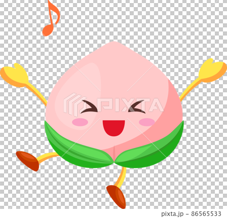 Illustration of a cute peach character who is very pleased Illustration of a cute peach character who is very pleased 86565533