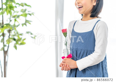 母の日にカーネーションを渡そうとしている女の子 86566072