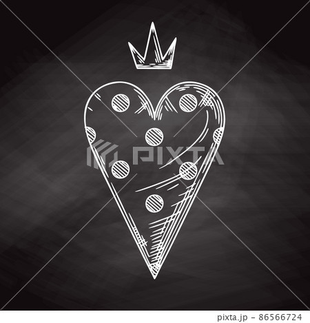 Sketch of a heart with a crown. Heart isolated on white background. Vector illustration. 86566724