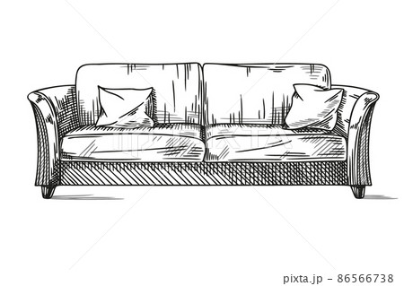Sketch sofa isolated on white background. Vector illustration. 86566738