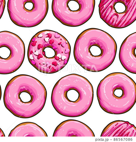 Seamless background with pink donuts Seamless background with pink donuts 86567086