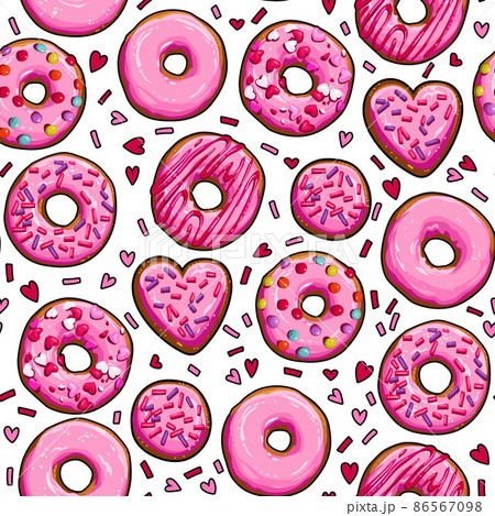 Seamless background with pink donuts Seamless background with pink donuts 86567098