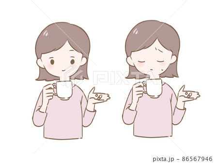 飲み薬を手にする女性のイラスト 86567946