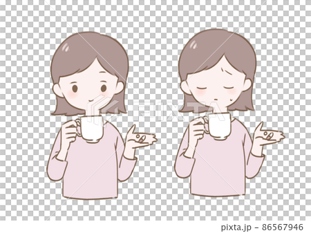 飲み薬を手にする女性のイラスト 86567946