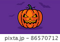 Pumpkin jack with bats. Halloween pumpkin with angry face. Bright illustration on purple background. 86570712