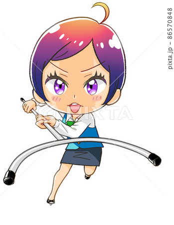 ちびキャラかわいいol さすまた2 のイラスト素材