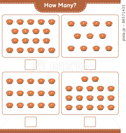 Counting game, how many Pie. Educational children game, printable worksheet, vector illustration Counting game, how many Pie. Educational children game, printable worksheet, vector illustration 86571435