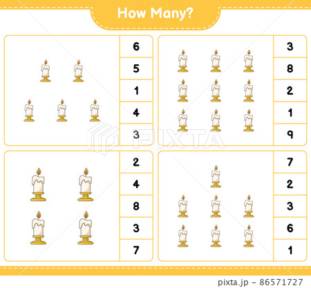 Counting game, how many Candle. Educational children game, printable worksheet, vector illustration Counting game, how many Candle. Educational children game, printable worksheet, vector illustration 86571727