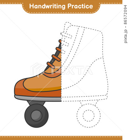 Handwriting practice. Tracing lines of Roller Skate. Educational children game, printable worksheet, vector illustration 86572094