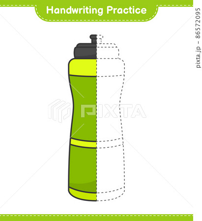 Handwriting practice. Tracing lines of Sport Water Bottle. Educational children game, printable worksheet, vector illustration Handwriting practice. Tracing lines of Sport Water Bottle. Educational children game, printable worksheet, vector illustration 86572095