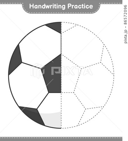Handwriting practice. Tracing lines of Soccer Ball. Educational children game, printable worksheet, vector illustration Handwriting practice. Tracing lines of Soccer Ball. Educational children game, printable worksheet, vector illustration 86572096