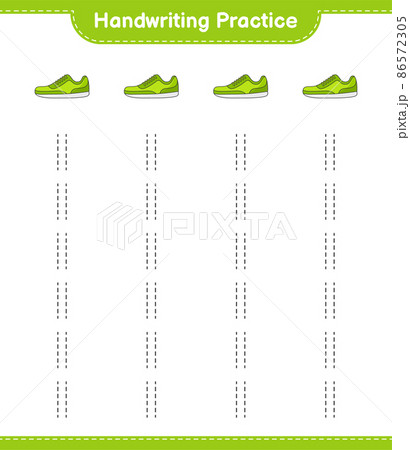 Handwriting practice. Tracing lines of Sneaker. Educational children game, printable worksheet, vector illustration 86572305