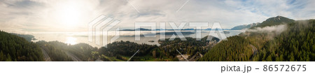 Aerial panoramic view of Horseshoe Bay during a sunny winter evening Aerial panoramic view of Horseshoe Bay during a sunny winter evening 86572675