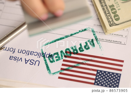 Application for visa to travel to America been approved closeup Application for visa to travel to America been approved closeup 86573905
