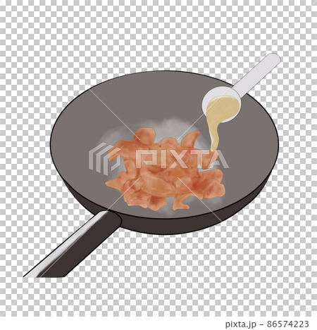 炒肉加調味料的圖片說明(手繪) 炒肉加調味料的圖片說明(手繪) 86574223