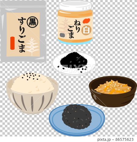 ゴマを使った料理のイラストセット 86575623