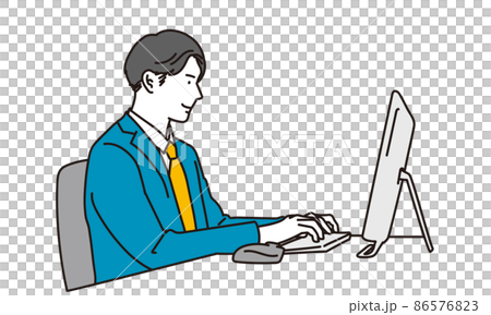 パソコンで仕事をするアジア人ビジネスマン 86576823