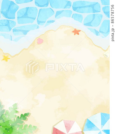 優しい水彩の夏の海の背景イラストのイラスト素材