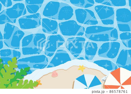 シンプルでかわいいビーチの背景イラストのイラスト素材
