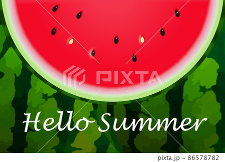 暑中見舞い　夏のご挨拶　スイカのポストカード　 86578782