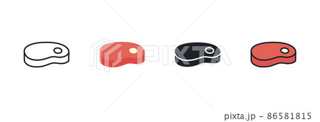 Meat icon. Linear flat color icons contour shape outline. Black isolated silhouette. Fill solid icon. Modern glyph design. Set of vector illustrations. Meat products. Food ingredients Meat icon. Linear flat color icons contour shape outline. Black isolated silhouette. Fill solid icon. Modern glyph design. Set of vector illustrations. Meat products. Food ingredients 86581815