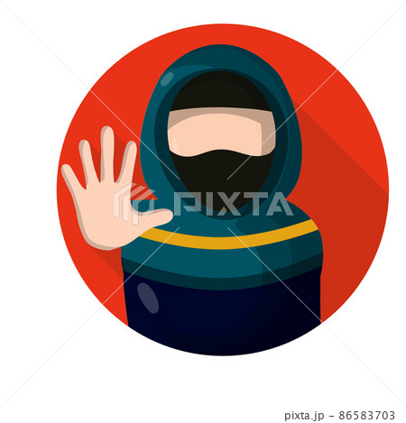 Arab woman and forbidding palm gesture in red circle 86583703