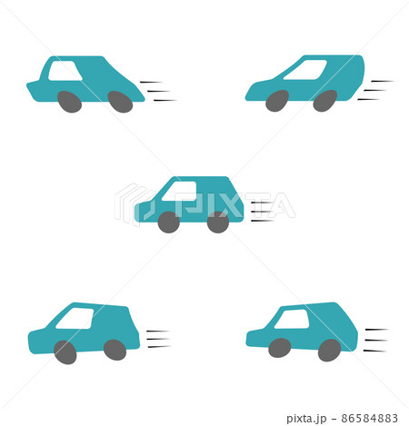 急ブレーキ・急発進など色々な動きの車のイラストセット（白背景・ベクター・切り抜き） 86584883