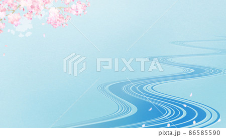 桜と川のさわやかな和風背景 桜と川のさわやかな和風背景 86585590