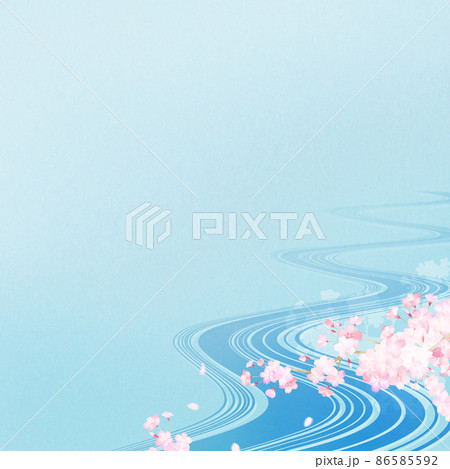 桜と川のさわやかな和風背景 桜と川のさわやかな和風背景 86585592